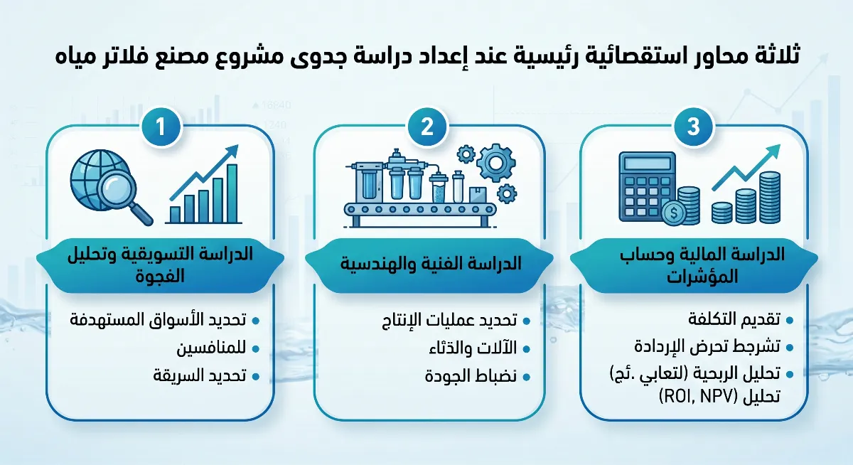 دليل المستثمر: دراسة جدوى مشروع مصنع فلاتر مياه وتقييم جدواه
